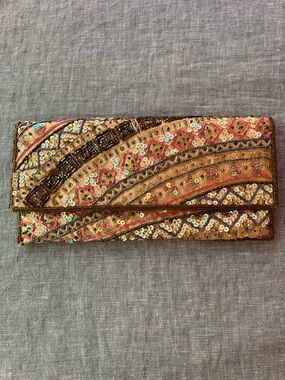 Vintage Y2K Valerie Stevens Beaded Clutch with Shoulder Strap